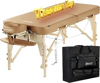Master Massage Phoenix ThermaTop - Camilla de masaje plegable (71 cm, sistema de calefacción, banco de masaje, banco de masaje, manta térmica), color marrón claro