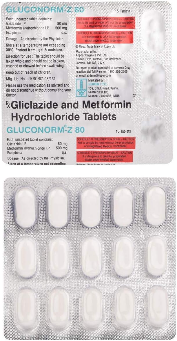 Gluconorm-Z 80 - Strip of 15 Tablets