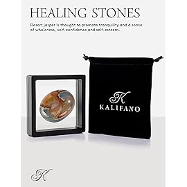 KALIFANO Palm Stone with Healing & Calming Effects - AAA+ Grade High Energy Worry Stone with Information Card - Reiki Crystal Used for Courage (Family Owned and Operated) (Desert Jasper)