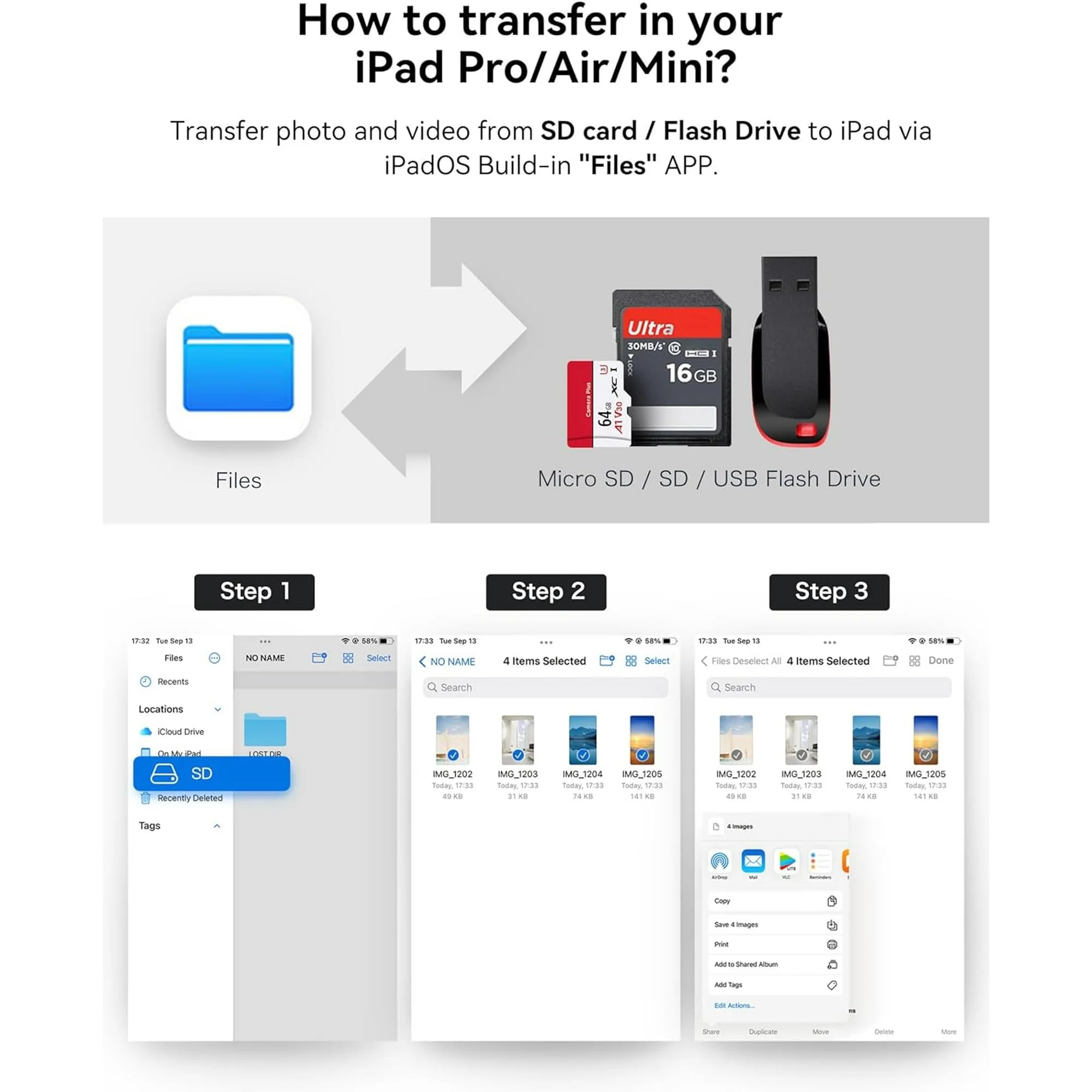 Czytnik kart USB C SD do iPhone'a 15, iPada, Maca, 3 w 1, USB-C Memory Trail Camera Card Adapter z dwoma gniazdami i portem USB do Mac MacBook Pro/Air/Mini Android Laptop Więcej urządzeń USB C Typec