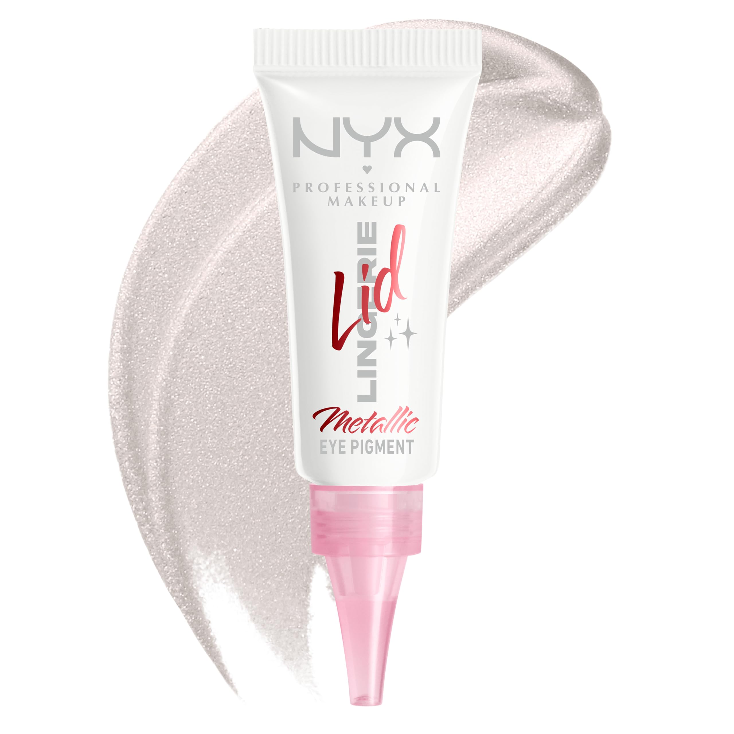 NYX Professional Makeup Lid Lingerie Cream Eye Pigment Eyeshadow - Up to 24H Wear, Infused with Hyaluronic Acid, Smudge-Proof & Transfer-Proof Cream Shadow -Satin Silver
