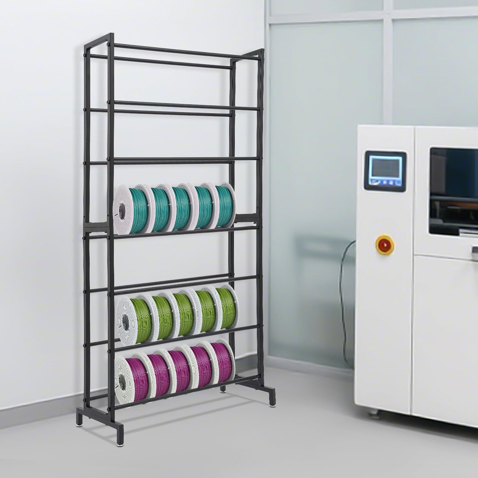 Uchwyt na szpulkę filamentu, 7 poziomów, regał magazynowy do drukarki 3D | Stalowy uchwyt na szpulę, regał do przechowywania filamentu, 84 x 33 x 165 cm, do warsztatu i studia