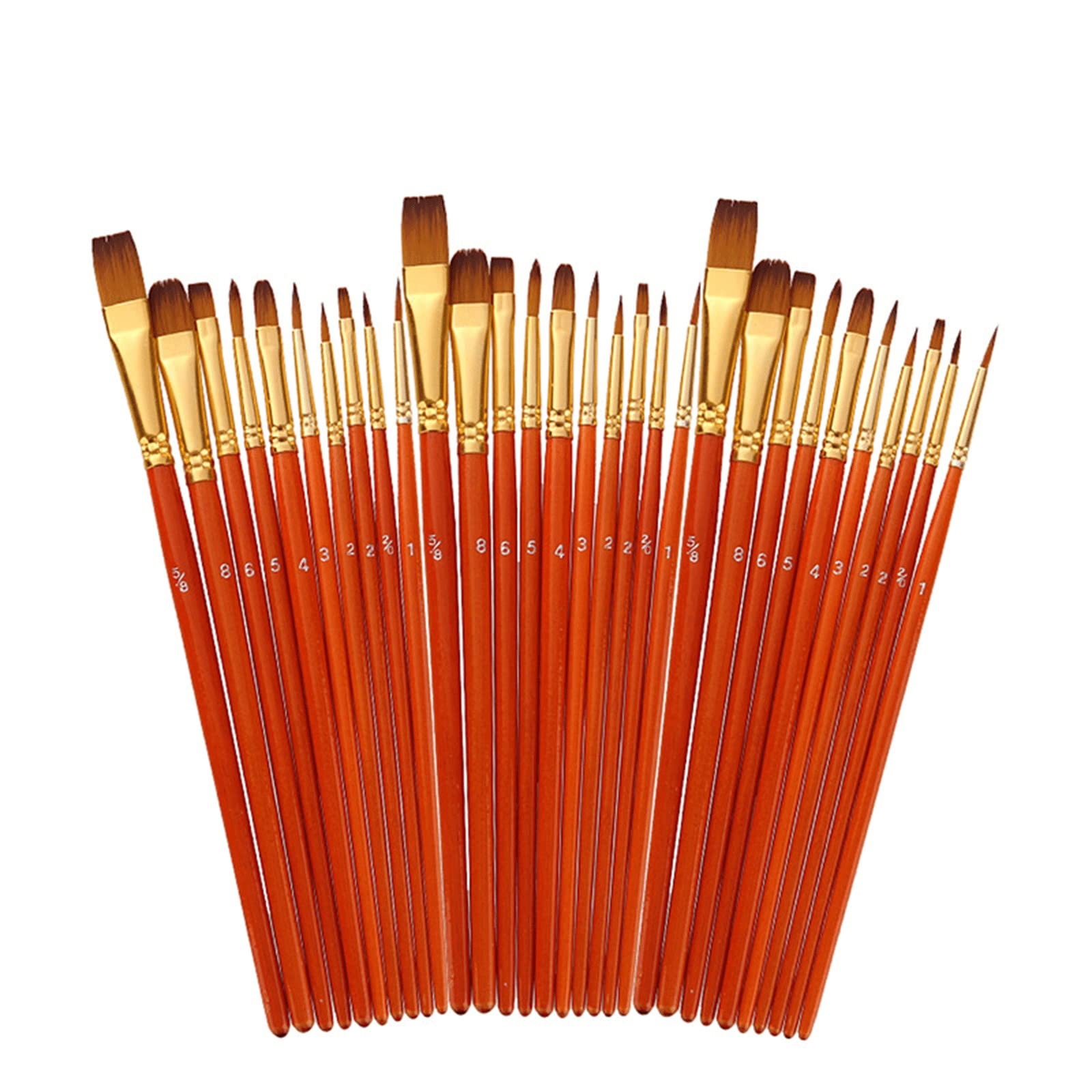Sjdopulse Red The Multi-Purpose Brushes Acrylic Paint Brushes Set, 30Pcs Artist Paintbrushes For Acrylic Painting Oil Watercolor Canvas Boards Rock Body Face Nail Art