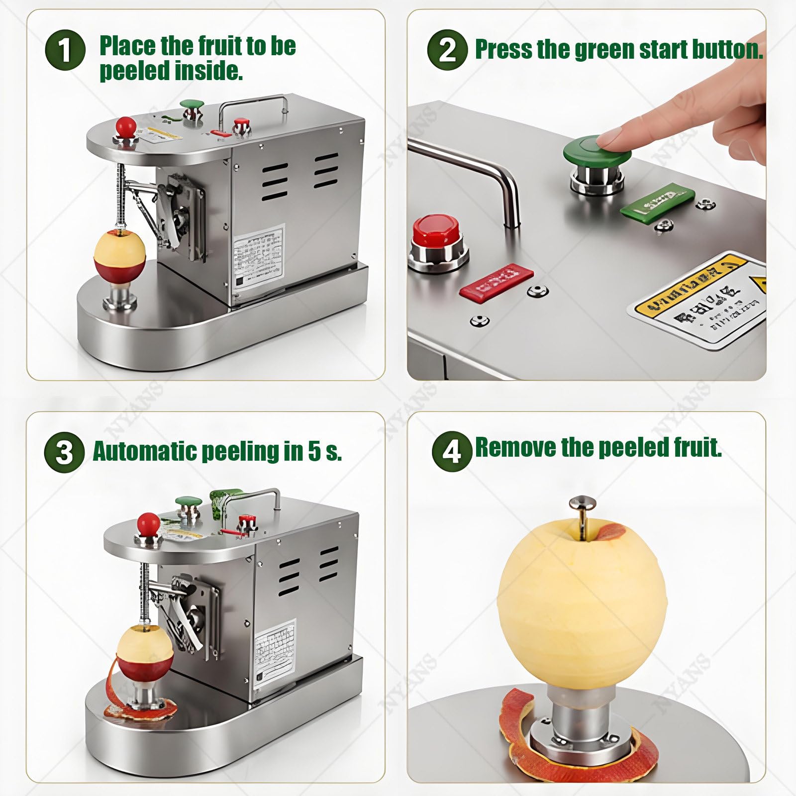 NYANS Pelapatate Professionale per Frutta, Pelapatate per Arance e Limoni in Acciaio Inox, Spessore e Altezza Regolabili, Elevata Produttività per Cucine di Ristoranti