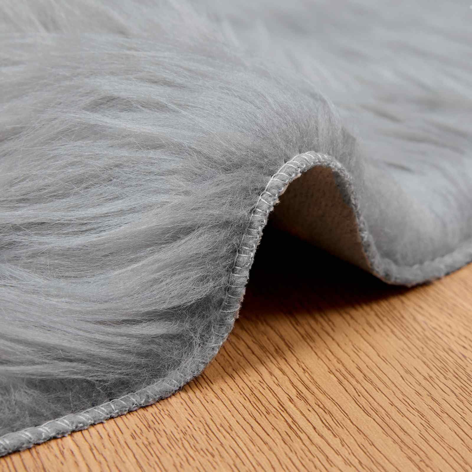 Teppich Kunstschaffell Grau Ø 120 cm Rund Polyester Flauschig