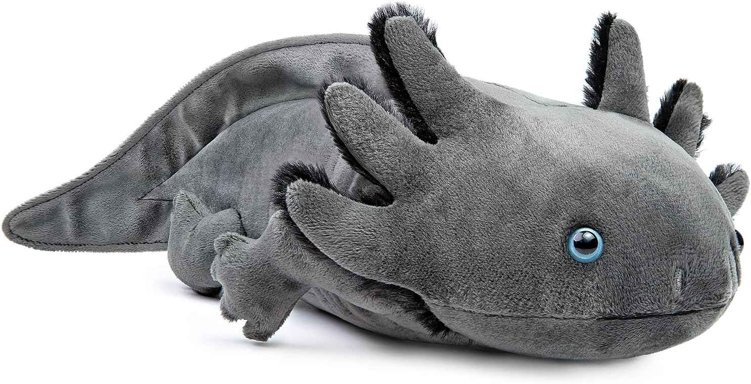 ZHONGXIN MADE Simulation Axolotl Plush - Super Large 30Inch Grey Axolotl Stuffed Animal, Realistic Cute Grey Reptilian Toys Real Plushie Large Weighted, Unique Plush Gift Collection for Kids