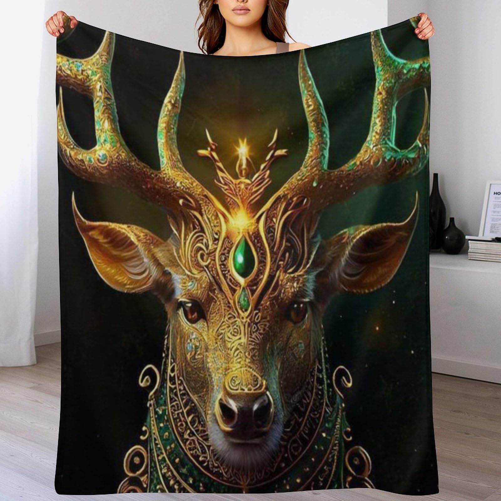 Couverture polaire en flannel cerf 150x200cm pour lit et canapé