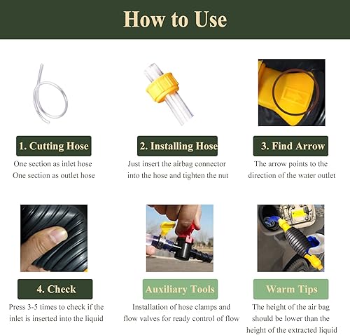 Miniatura 6 de Bomba de sifón de gasolina de alto flujo con manguera bomba de sifón de transferencia de combustible manual Bumnay con manguera de PVC duradera de