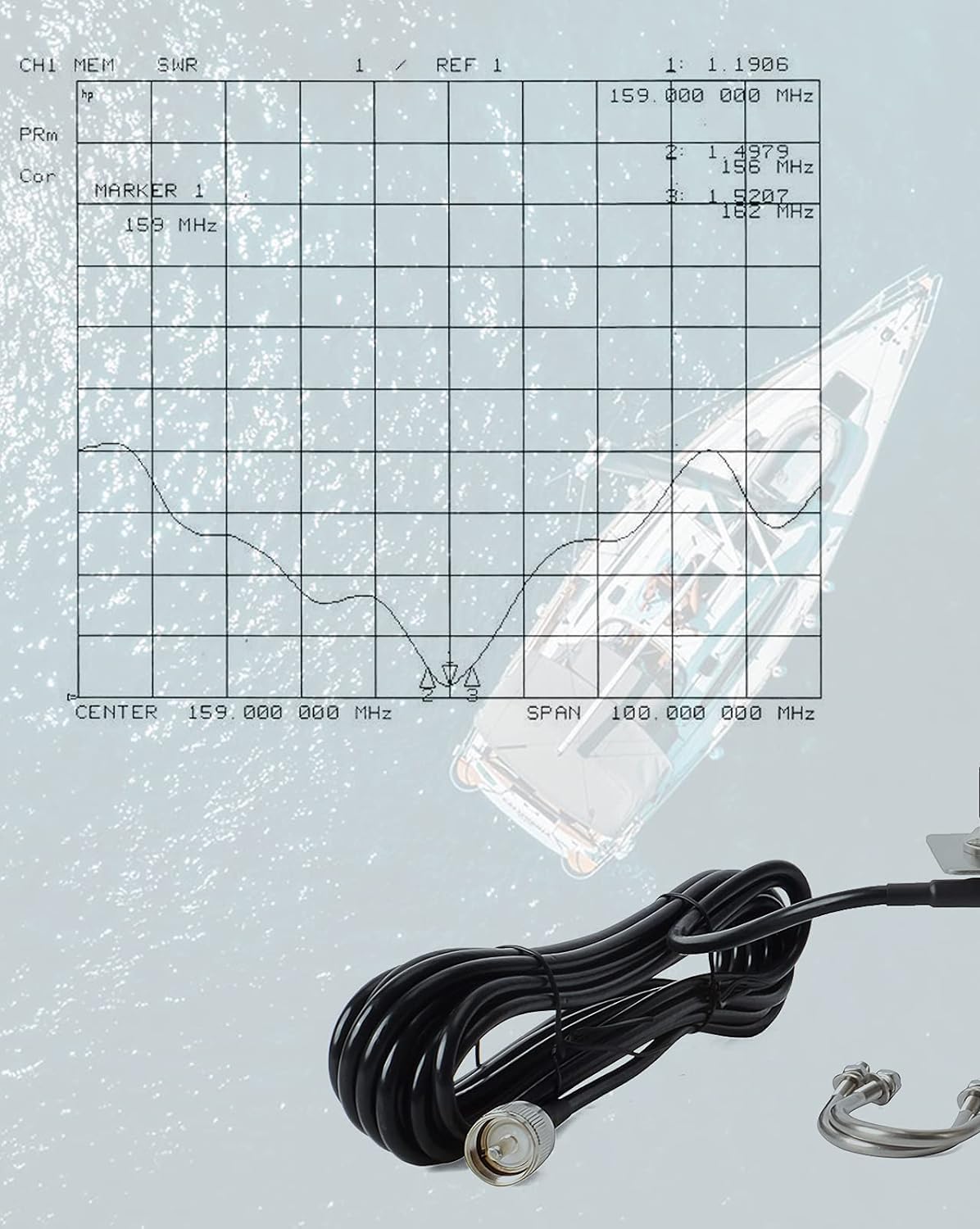 HA-022 VHF AIS Antenne Marine Fiberglas Antenne 162MHz Länge 22cm mit PL-259 /UHF-Buchse für Yachtschiff (mit 50cm Kabel)