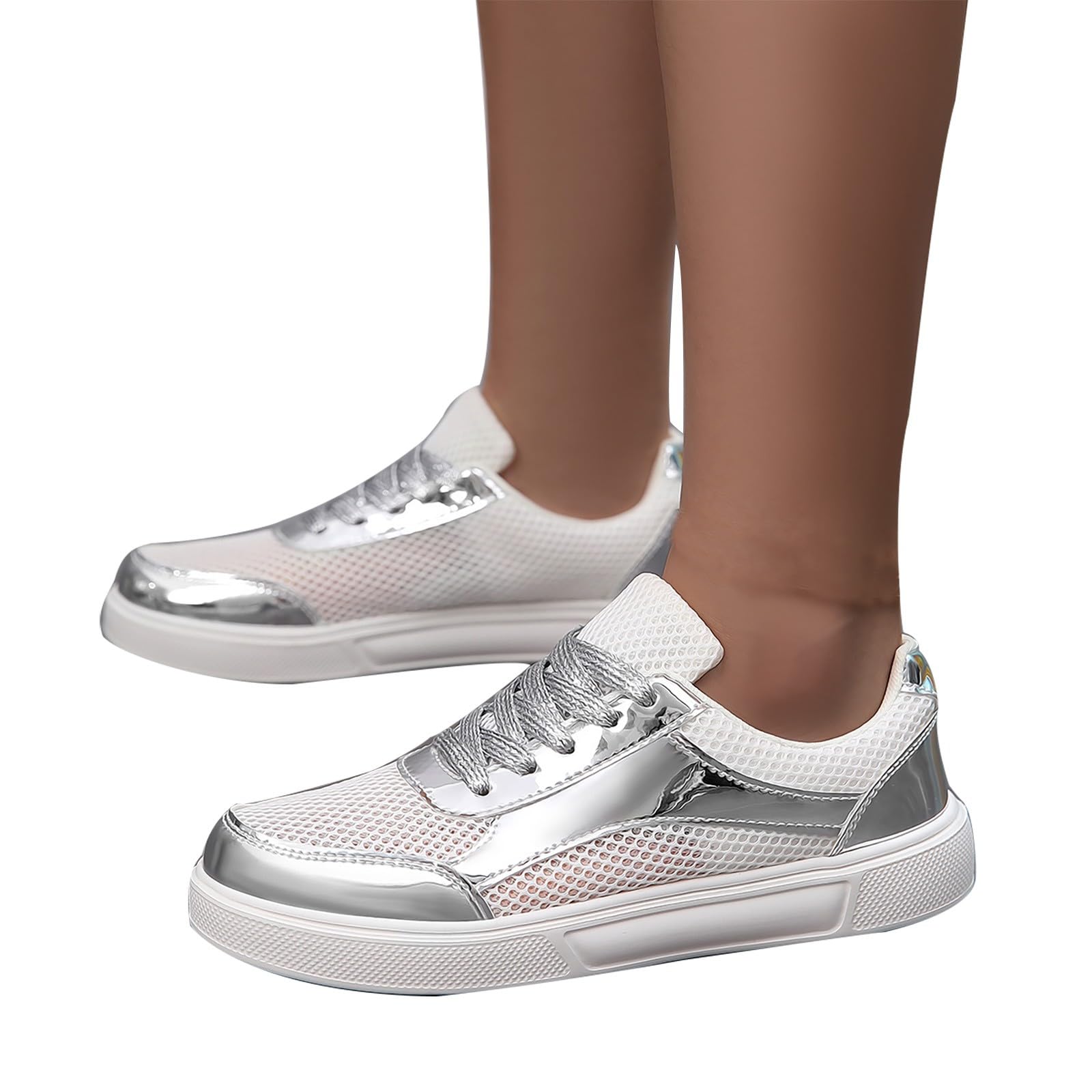 Generisch Sneaker da donna con plateau con lacci, alla moda, scintillanti, per feste, camminate, scarpe da corsa, traspiranti, per il tempo libero, per la corsa su strada