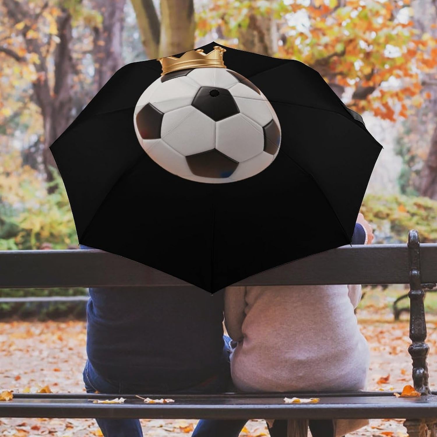 Crowned Soccer Ball Travel Umbrella Windproof Folding Umbrella | Portable,Rain&Sun