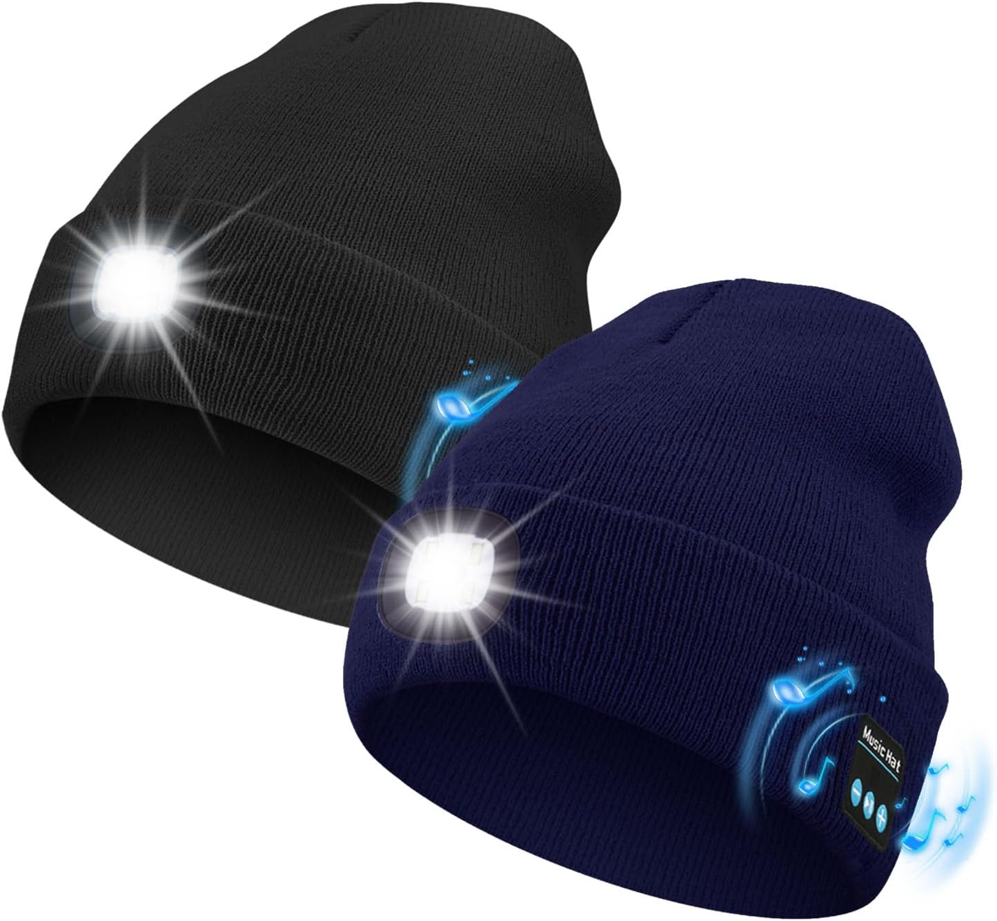 Bluetooth Beanie with Light, USB Rechargeable LED Headlamp...