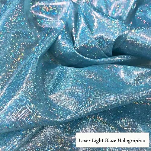 Miniatura 4 de Telón de fondo de poliéster con purpurina de 5 x 7 pulgadas, cortinas láser azul claro, fondo holográfico, videos de cuarentena, decoración de