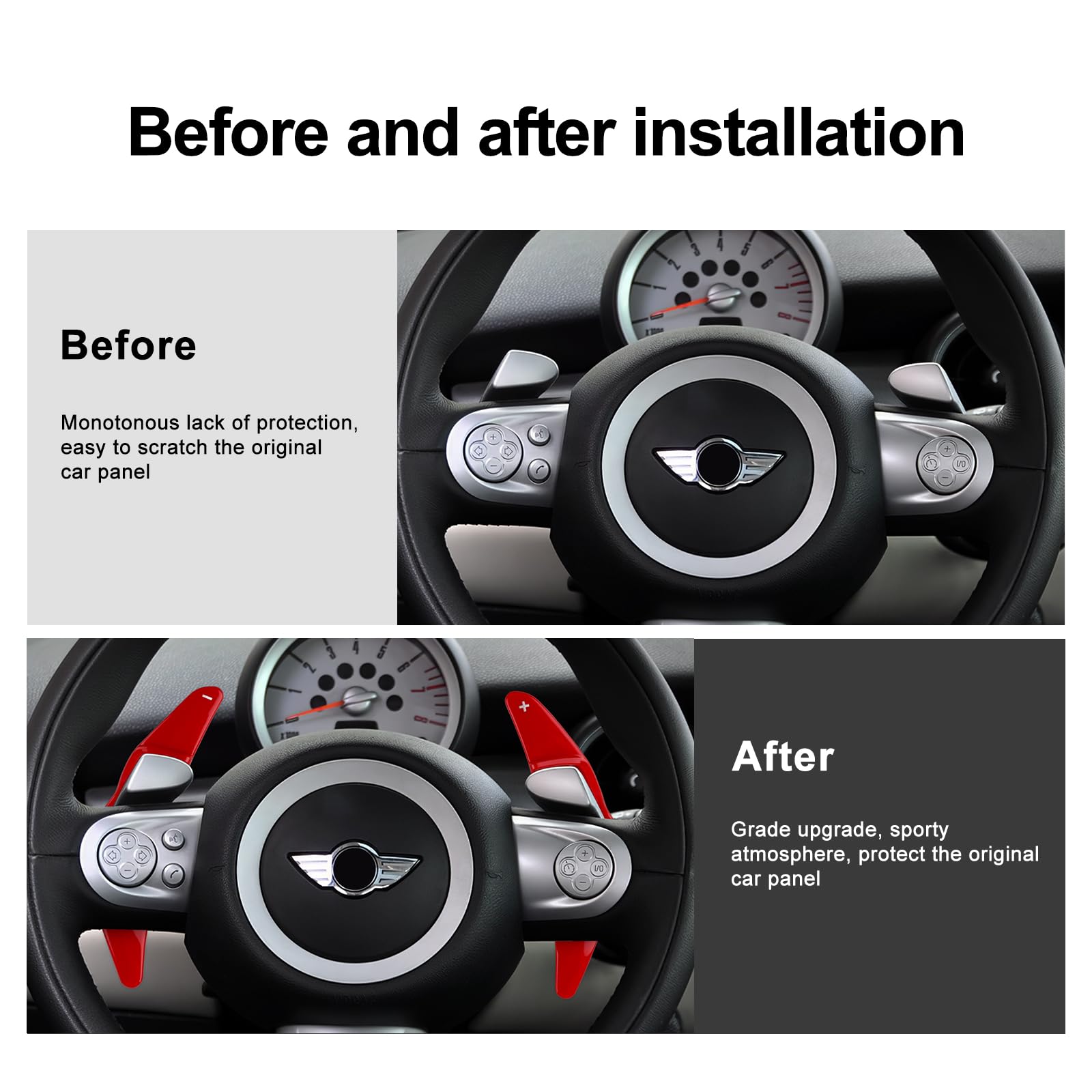 KUNGKIC Fibra di carbonio per volante auto, adesivo decorativo per mini