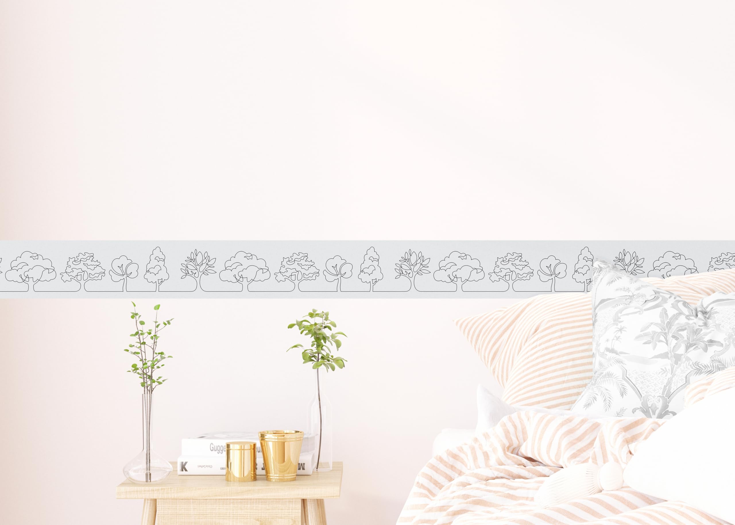 AG Design AWB 8282 - Cenefa autoadhesiva, diseño de árboles, multicolor (500 x 13,8 cm)