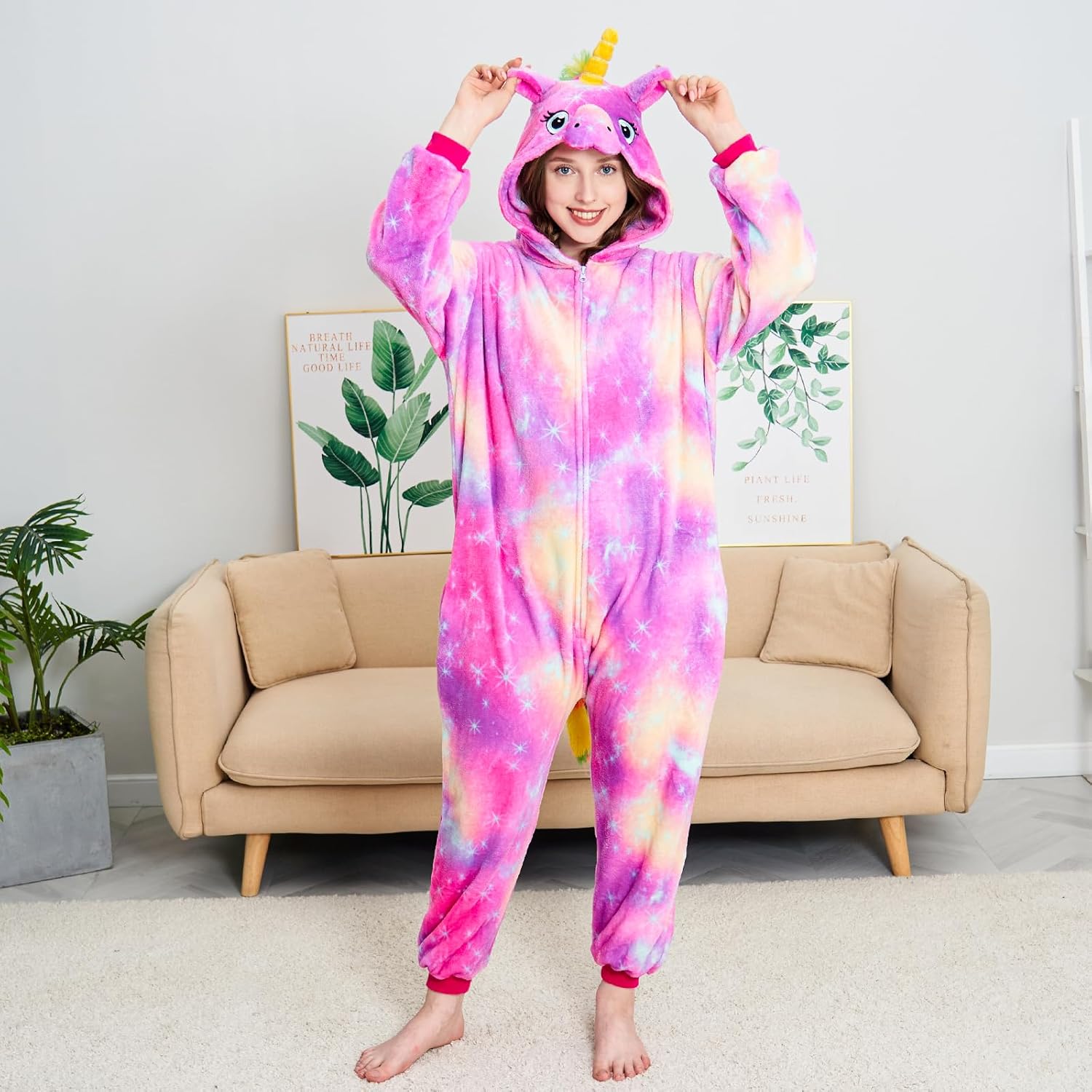 Unisex Unicorn Costumes Pyjamas, Adult Women Men Animal Cosplay Onesie - Image 3