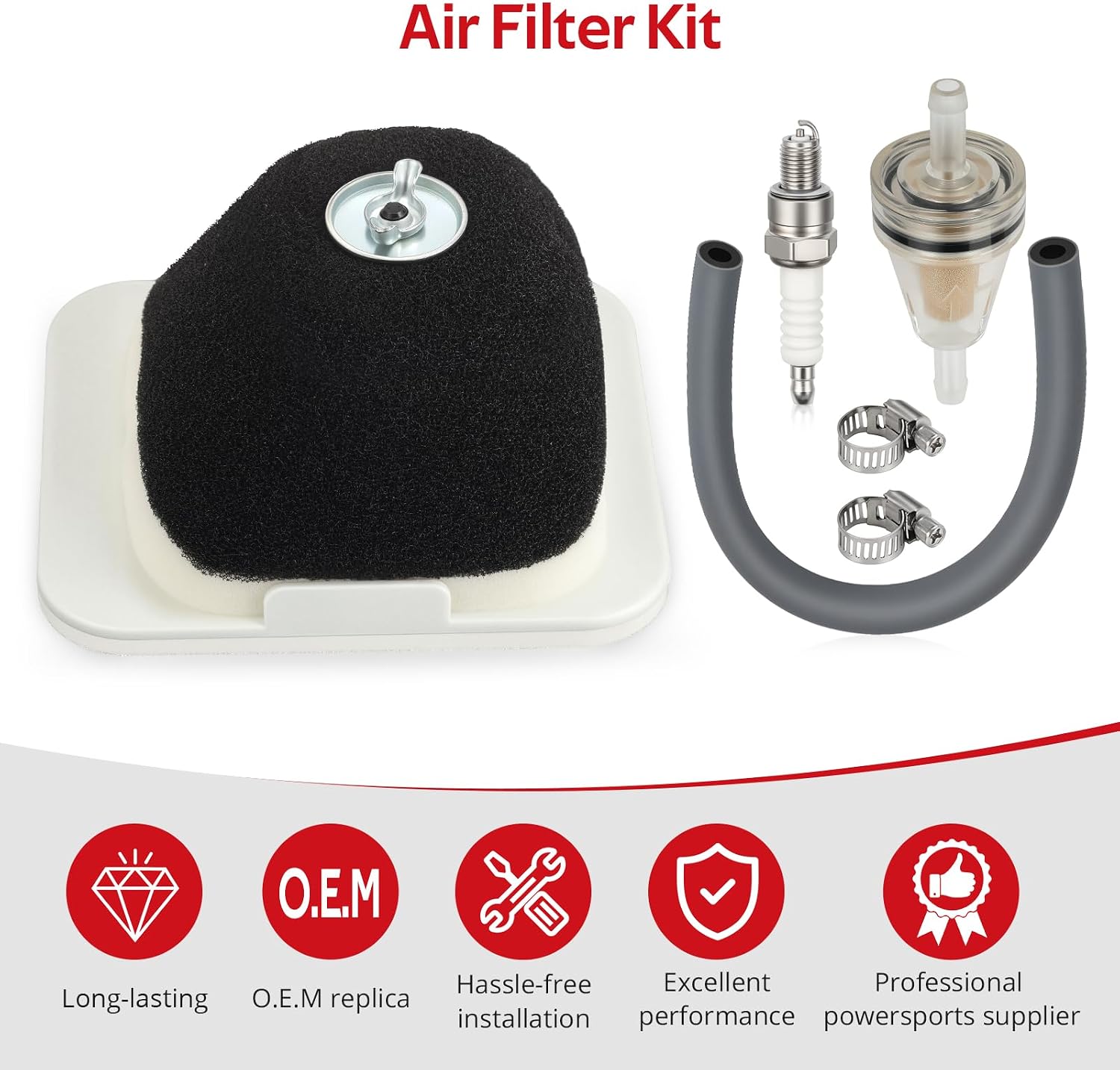 JAVIK Air Filter Element Kit & Spark Plug With Fuel Filter For Yamaha TTR125 TTR125E TTR125L TTR125LE 2000-2023 O.E.M# 5HP-14450-00-00