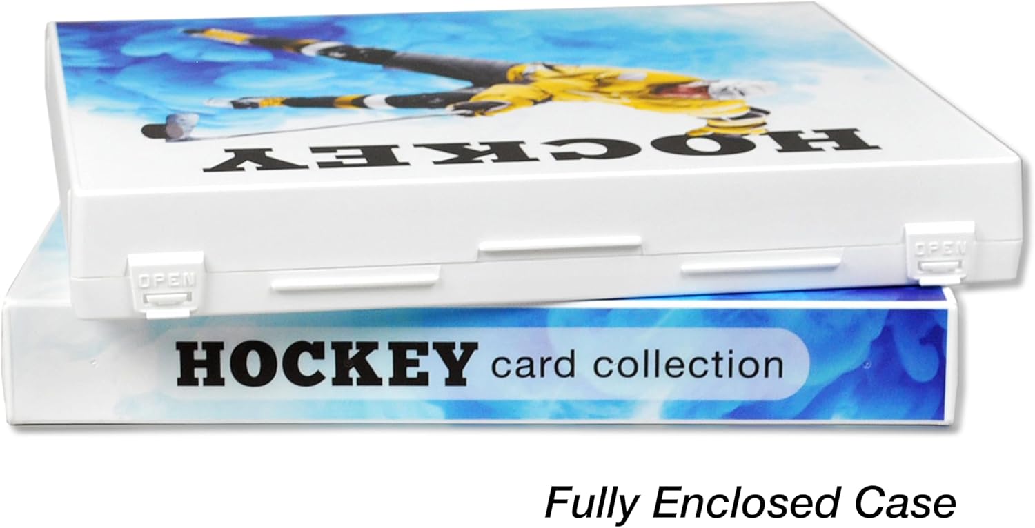 Unikeep Hockey Themed Trading Card Collection Binder with Trading Card Pages. The Binder/Case Is Fully Enclosed to Protect the Cards (Yellow Player, Poly Rings)