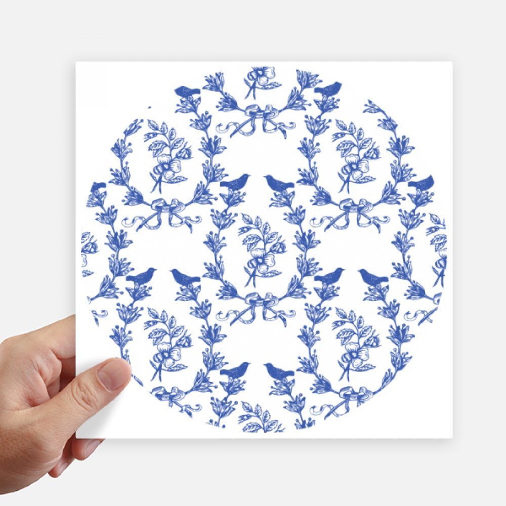 Sticker feuille plante bleu blanc pour personnaliser valise et ordinateur