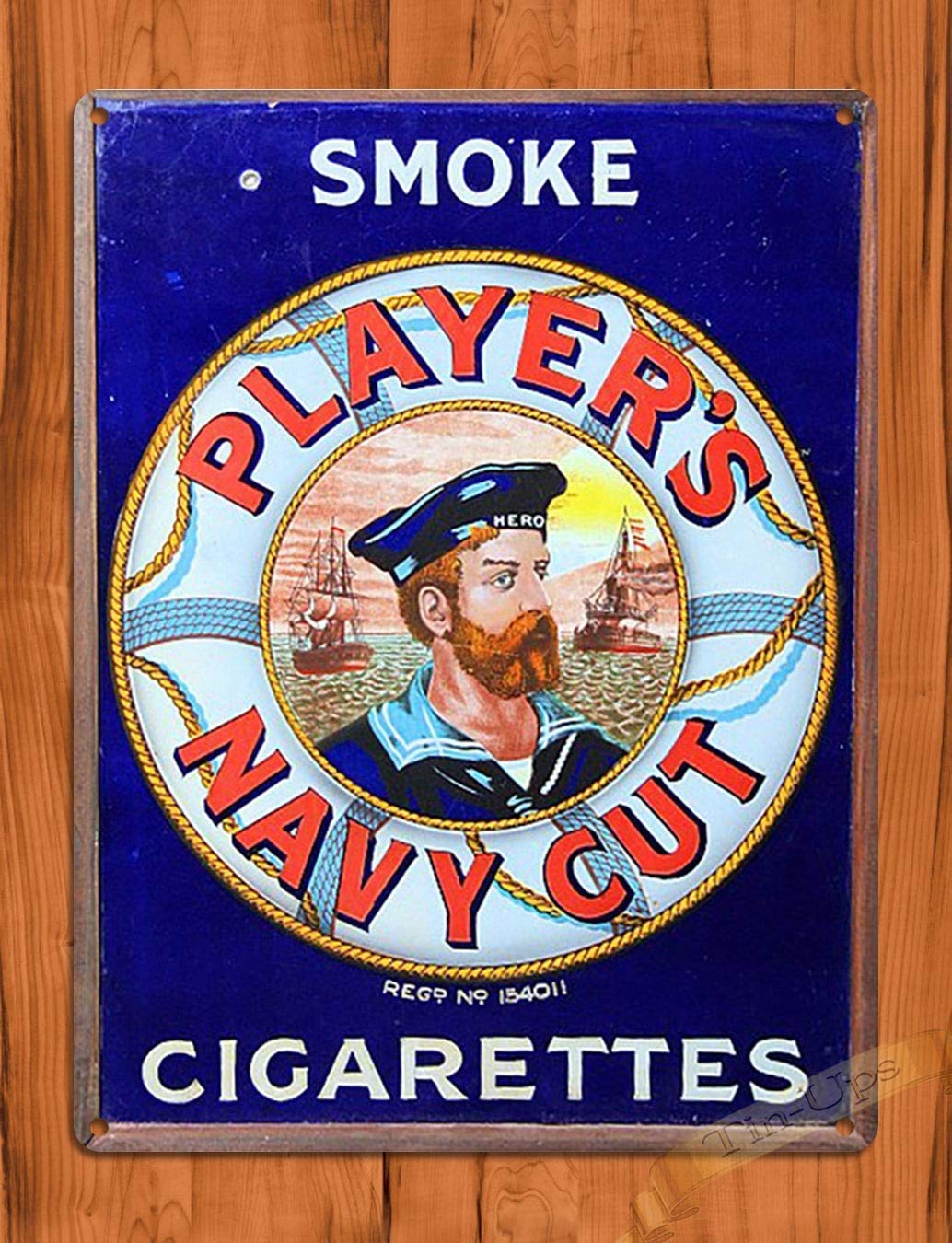 Biopracess Metalpostera27617 Tin Sign Player's Navy Cut Tobacco Rustic Cigarettes Garage Wall Decor Metal Tin Sign 8X12 Inches