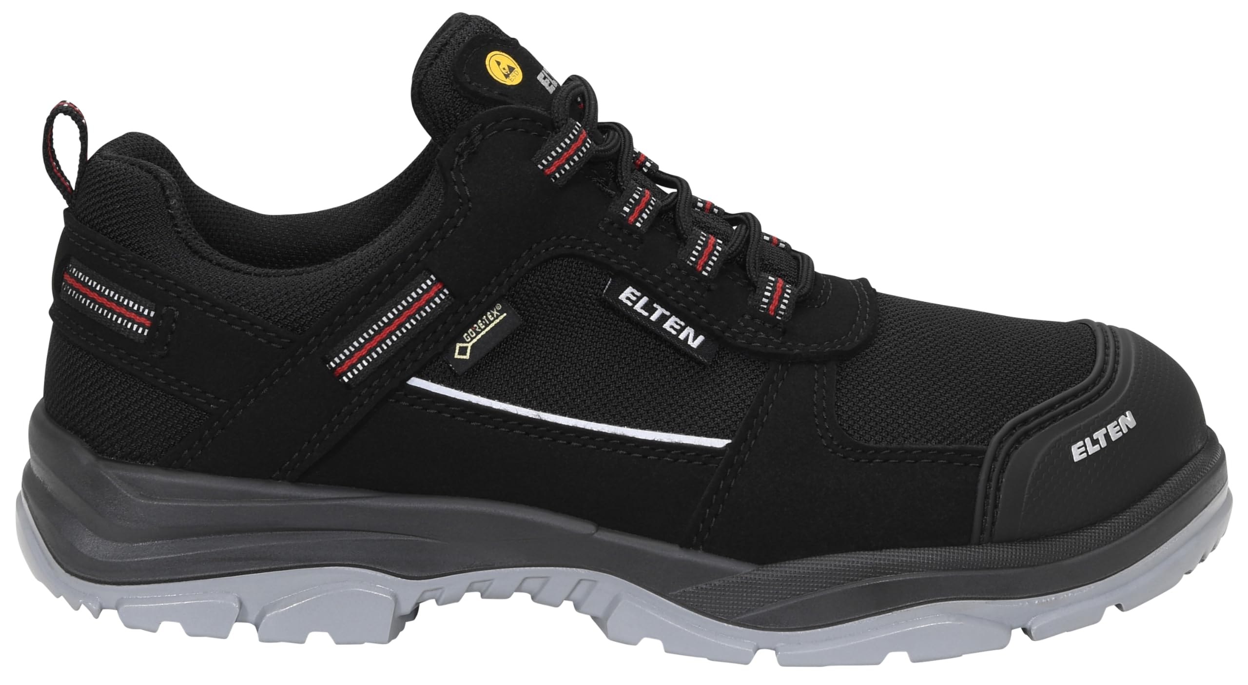 ELTEN Sicherheitsschuhe Matthew Pro GTX Low ESD S3 CI Typ 1, Damen und Herren, Textil, Stahlkappe, leicht, sportlich 45, Schwarz