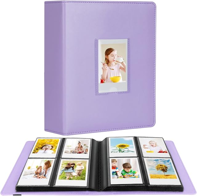 288 Vertical Photos for Instax Mini Photo Album, Front Window, For Polaroid Book Album 2x3 For Fujifilm Instax Mini 12 11 9 8 40 Film, Polaroid 300, HP Sprocket, K-pop Photocards (Purple)
