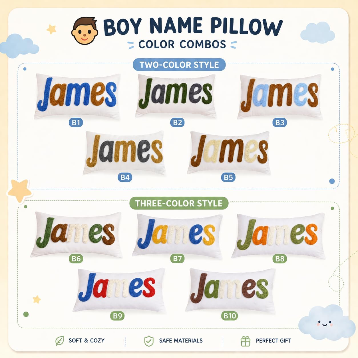 Custom Punch Needle Name Pillow,Throw Pillowcase Gifts for Throw Pillowcase Gifts for,Baby Shower,Dorm Room Decor, Kids Room Decor