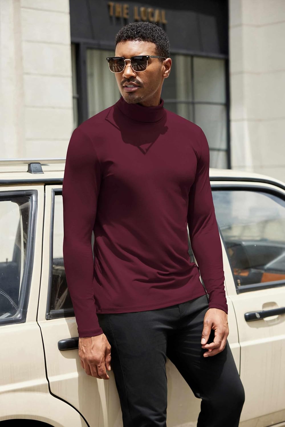 COOFANDY Mens Turtleneck Shirts Slim Fit Shirt Tops Lightweight Pullover Thermal Sweater Casual Long Sleeve Shirt - Image 3