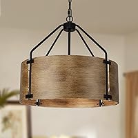 Vista 1 de Candelabro de tambor de granja de 4 luces, lámpara colgante redonda de metal industrial rústico para comedor, vestíbulo, entrada, cocina