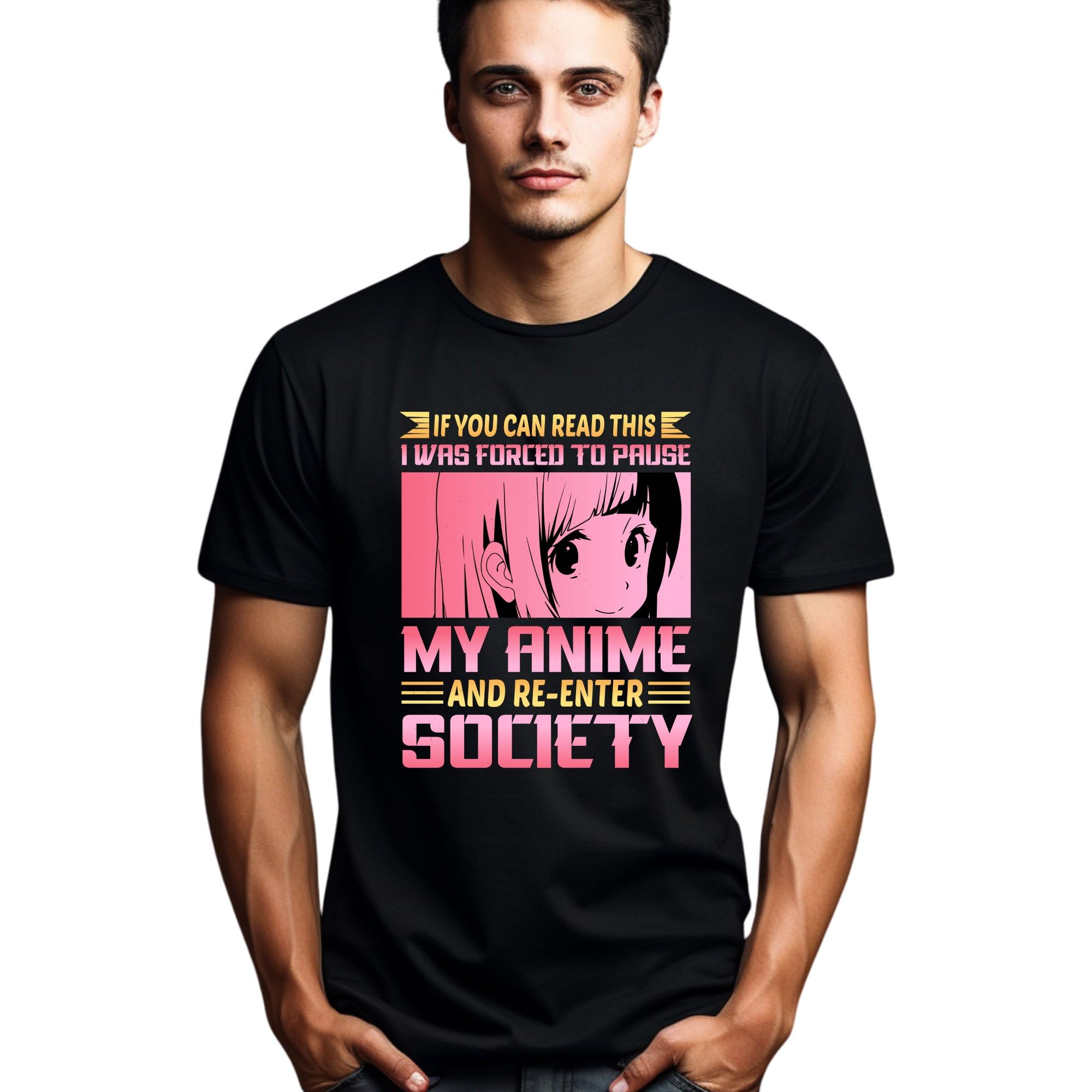 Seek Buy LoveAnime Quote T-Shirt, Funny Otaku Tee, Manga Lover Gift, Society Re-Entry Pause, Unisex Tee, Casual Apparel, Vibrant Colors Top