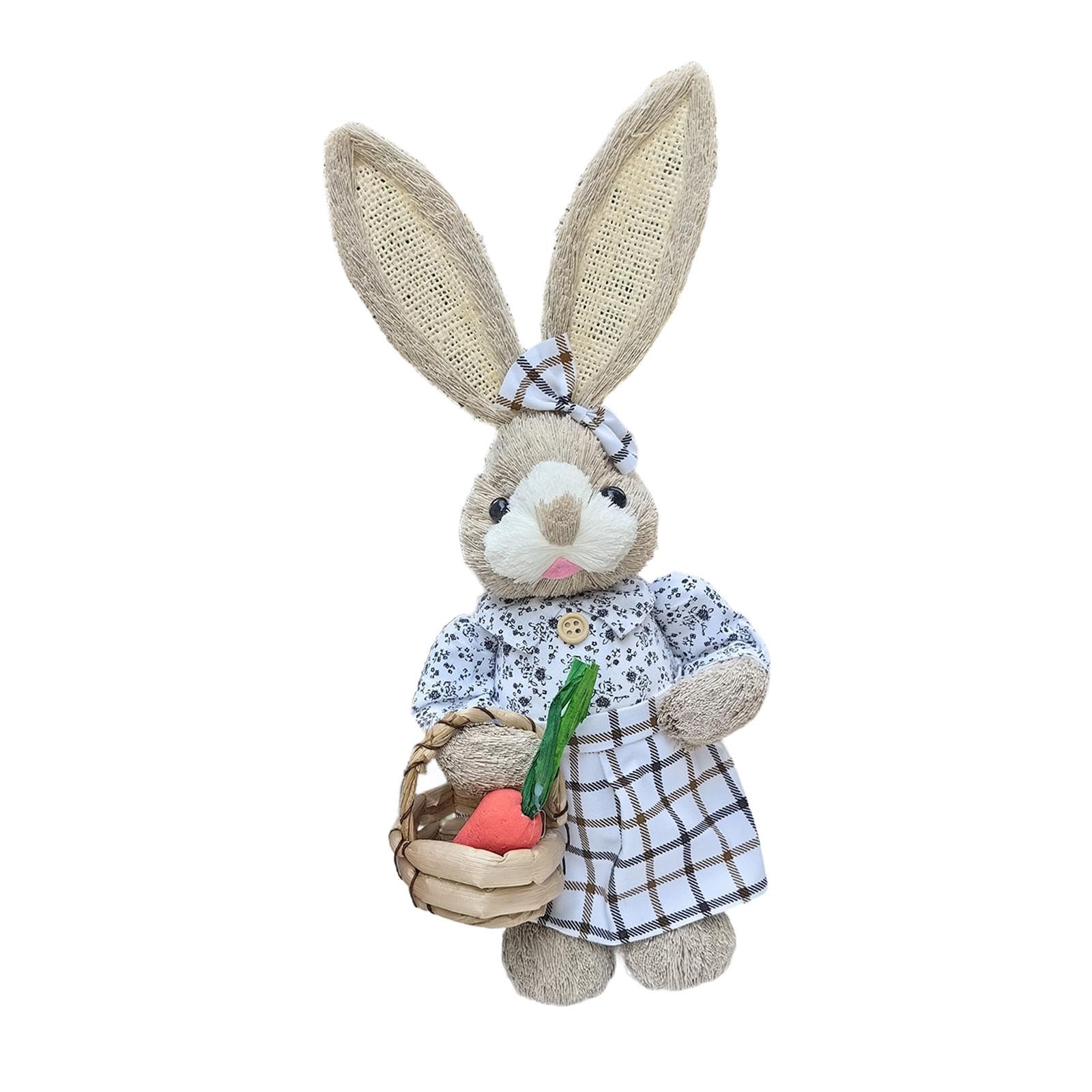 Figurine de Pâques 35 cm fille en treillis pour décoration de jardin