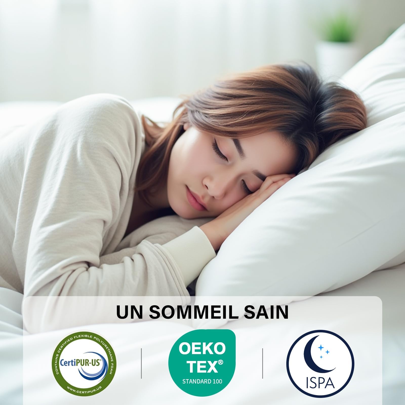 TEENO Ensemble Composè:Matelas a Memoire de Forme Matelas+Sommier à Lattes sur Pieds-4 Pieds Inclus(Ensemble 90x190, 22)