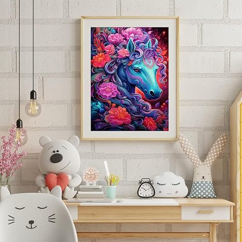 Miniatura 4 de ijbnhd Kits de pintura artística de caballo con diamantes para adultos, pintura de puntos de diamante de perforación completa para principiantes,