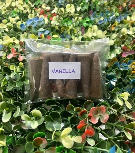 Vanilla Backflow Incense Cones ( 25 Cones ) - 100% Natural Backflow Incense Cones - Christmas Backflow Incense Cones - Traditional Indian Incense ( No Damaged Cones Hand Sorted Packet ) #TOP15