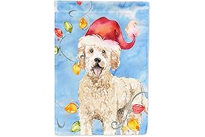 Caroline's Treasures Christmas Lights Goldendoodle Garden Flag