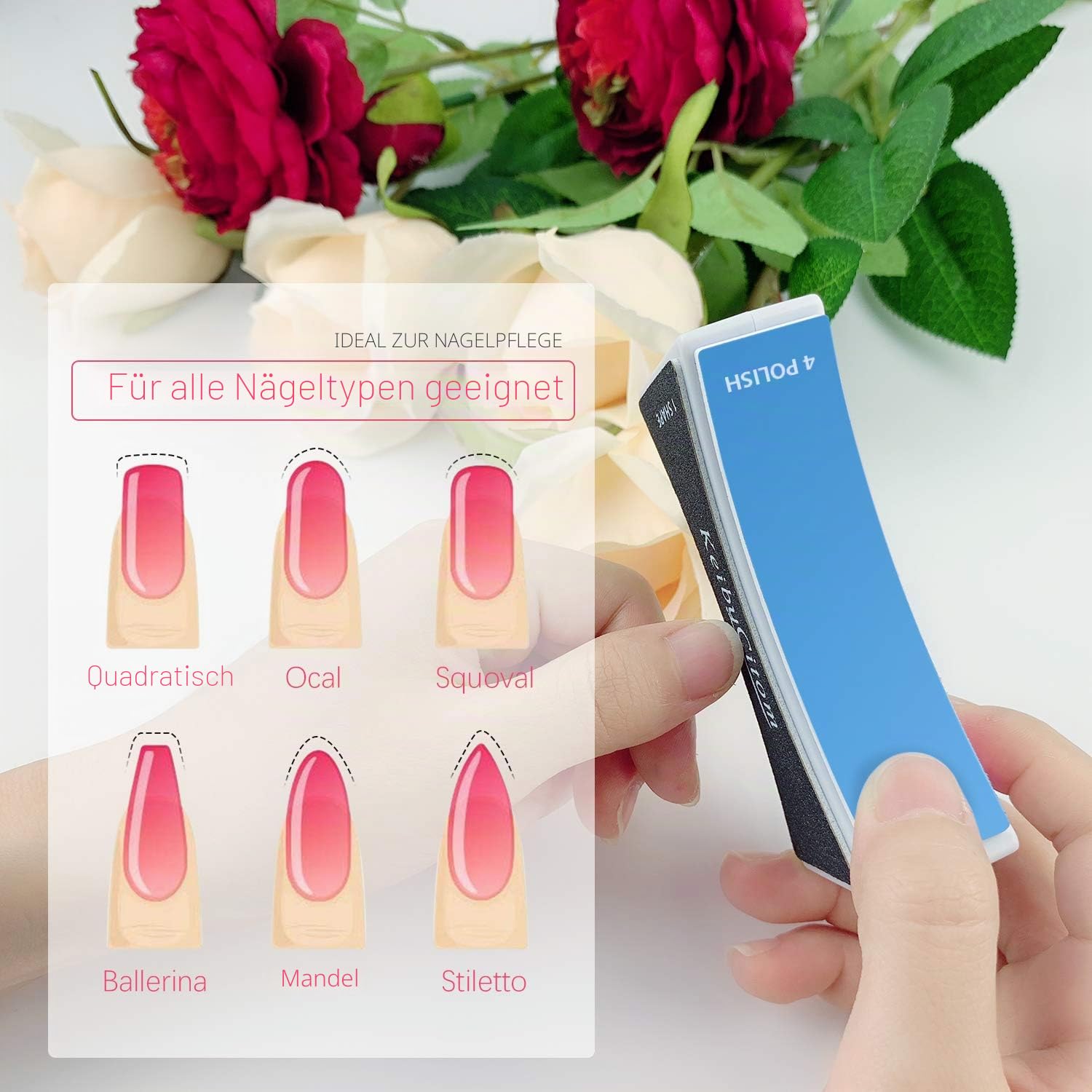 Nagelfeile Set Nagel Buffer zum Formen von Polieren, Neuer natürlicher Nagel-Shiner Buffer Block mit 4 Seiten für Nail Art Gel Anzug für Home Salon Gebrauch (2 Stück)