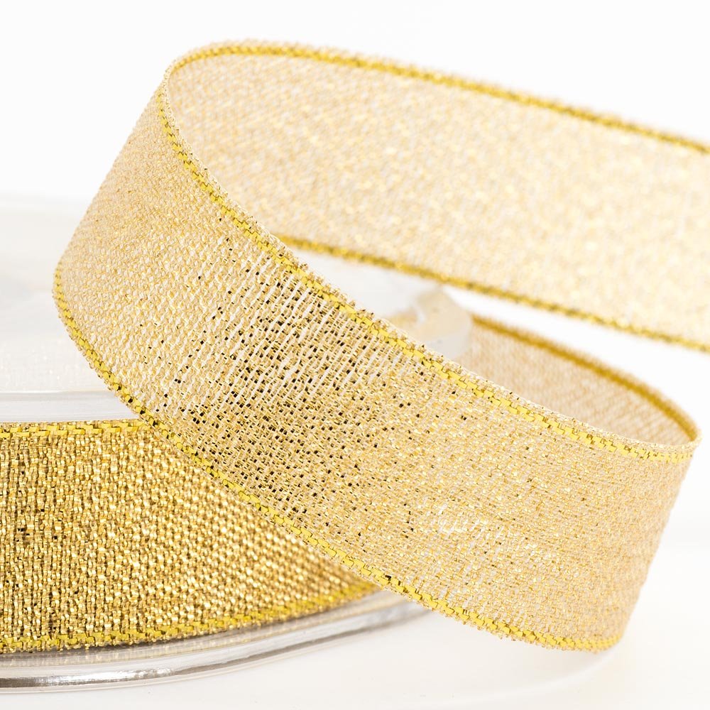 Gold Metallic Lurex Ribbon 15mm x 25M
