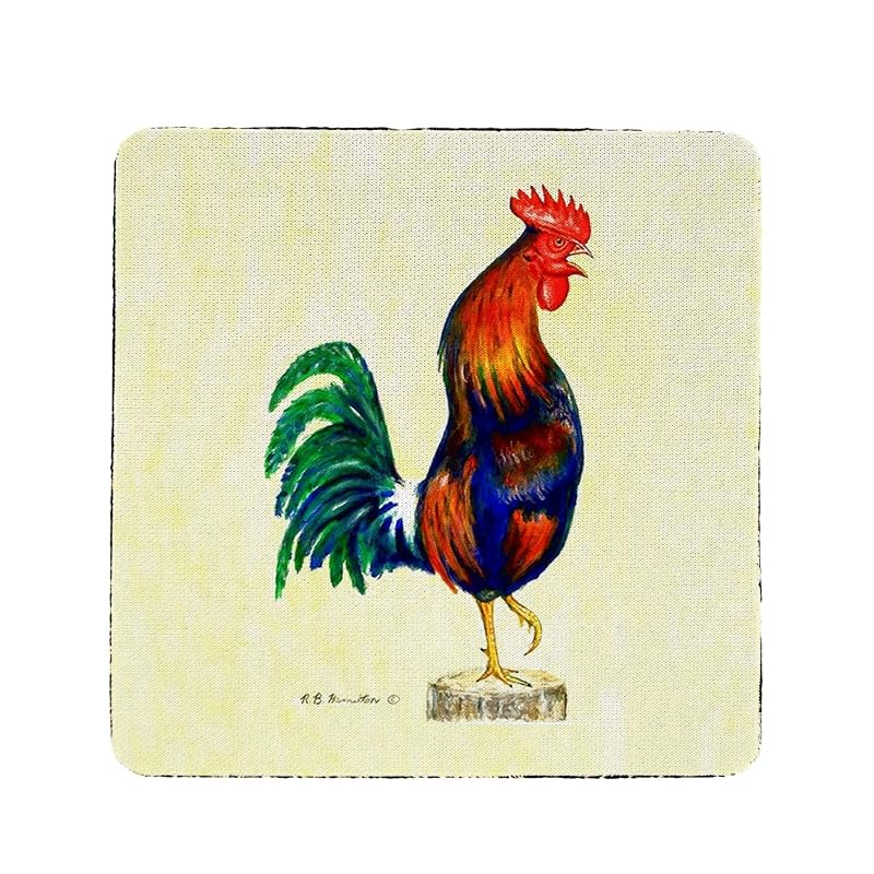 Betsy Drake CT037 Blue Rooster Coaster - Set of 4