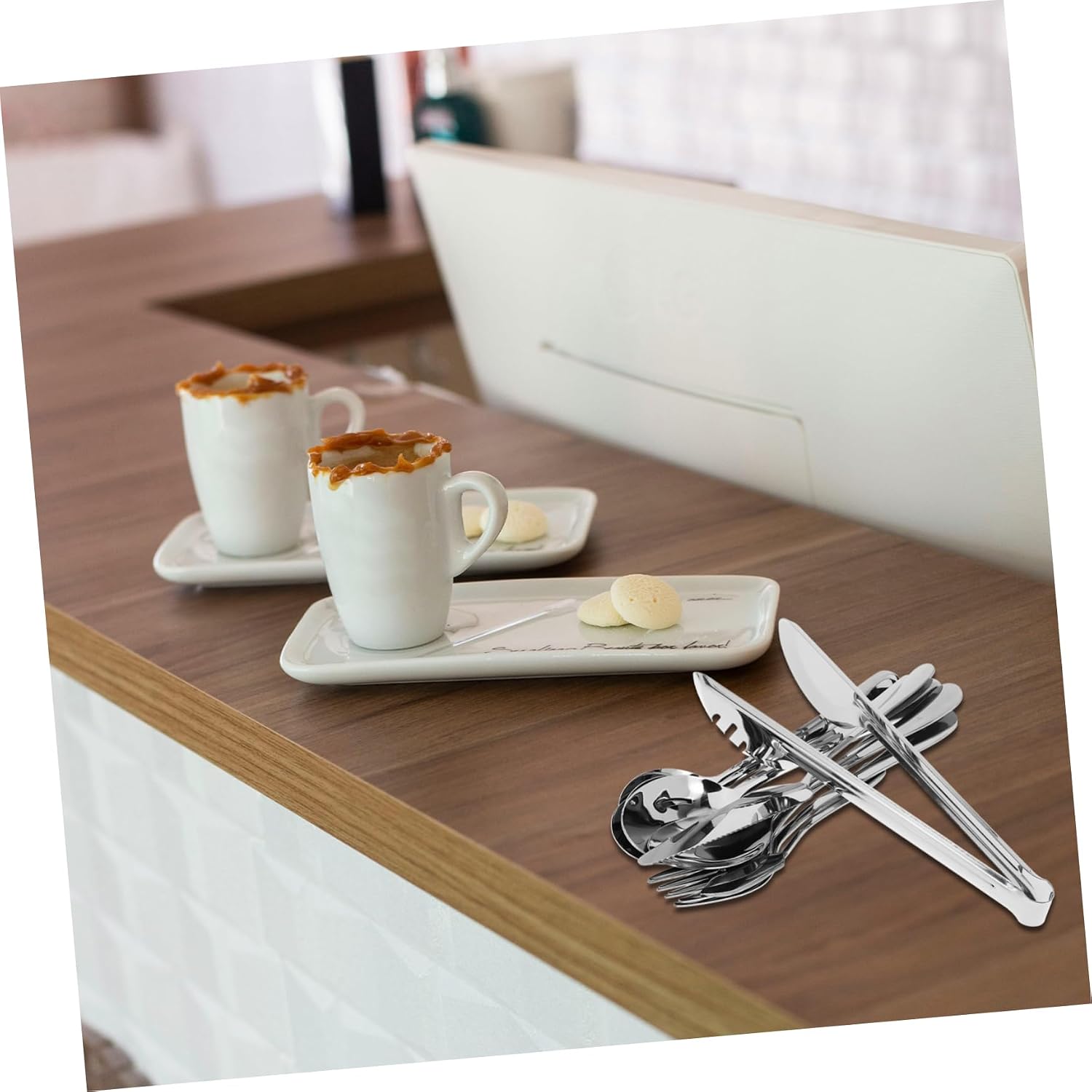 1set Reusable Stainless Steel Cutlery Serving Utensils for Western Food Includes Forks Spoons and Cake Server for Home and Restaurant Use