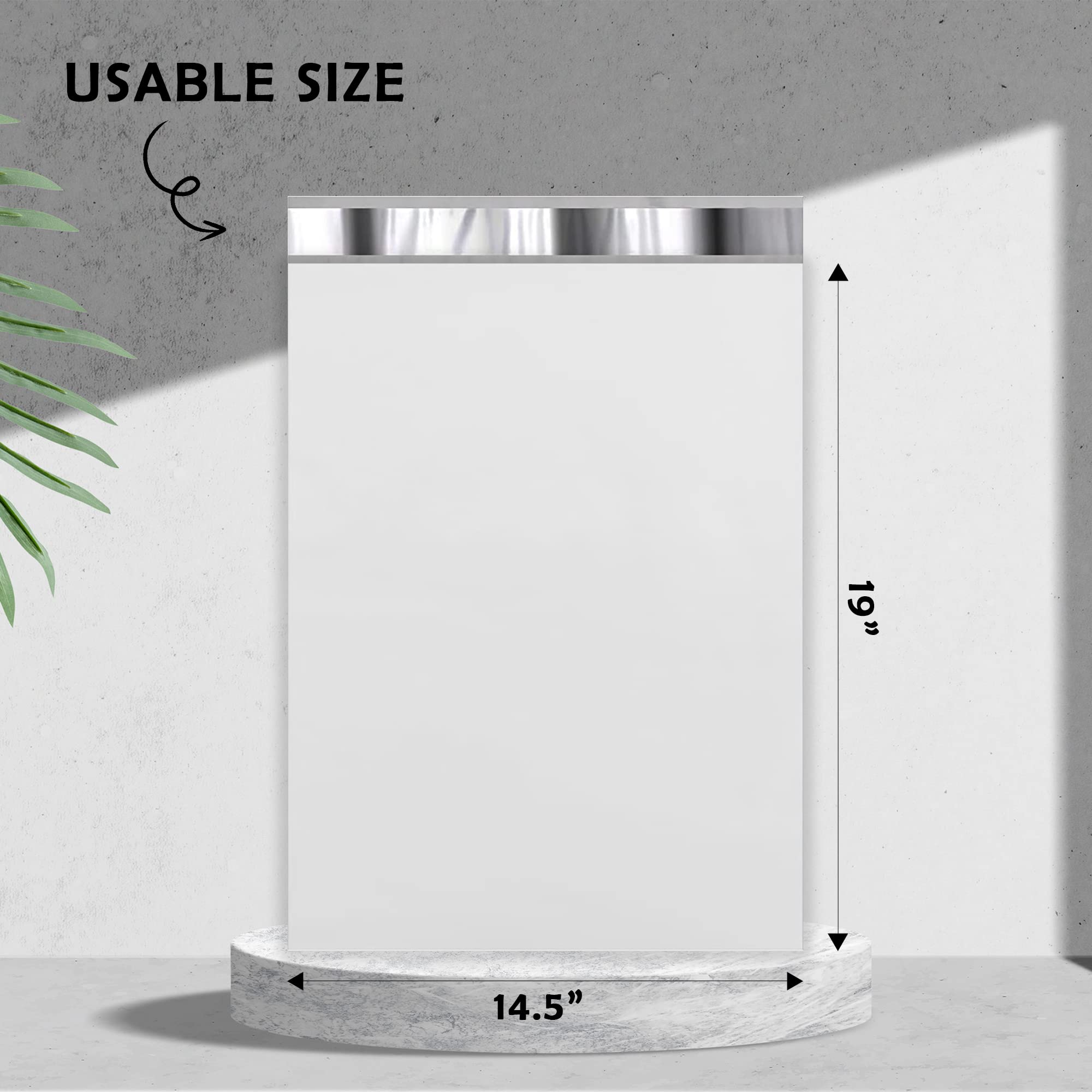 Yens Sobres de polietileno #M7 (14.5 x 19) paquete de 100 bolsas de envío autoadhesivas impermeables para envío, correo, embalaje (#M7 14.5 x 19, 100 unidades, blanco)