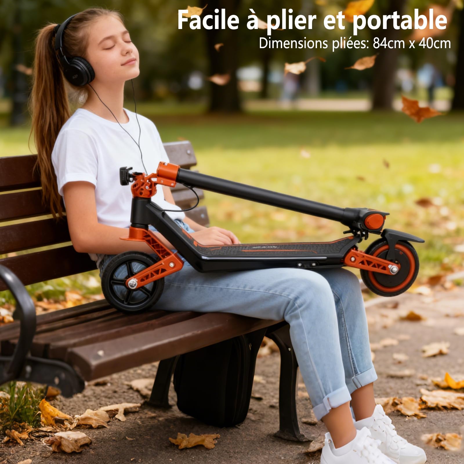 Trottinette Électrique pour Enfants, Scooter électrique Pliable avec Double Suspension Avant/Arrière écran LED et néons, Pneus Pleins 6.5", 3 Vitesses Autonomie 12 km, Charge Max 70 kg