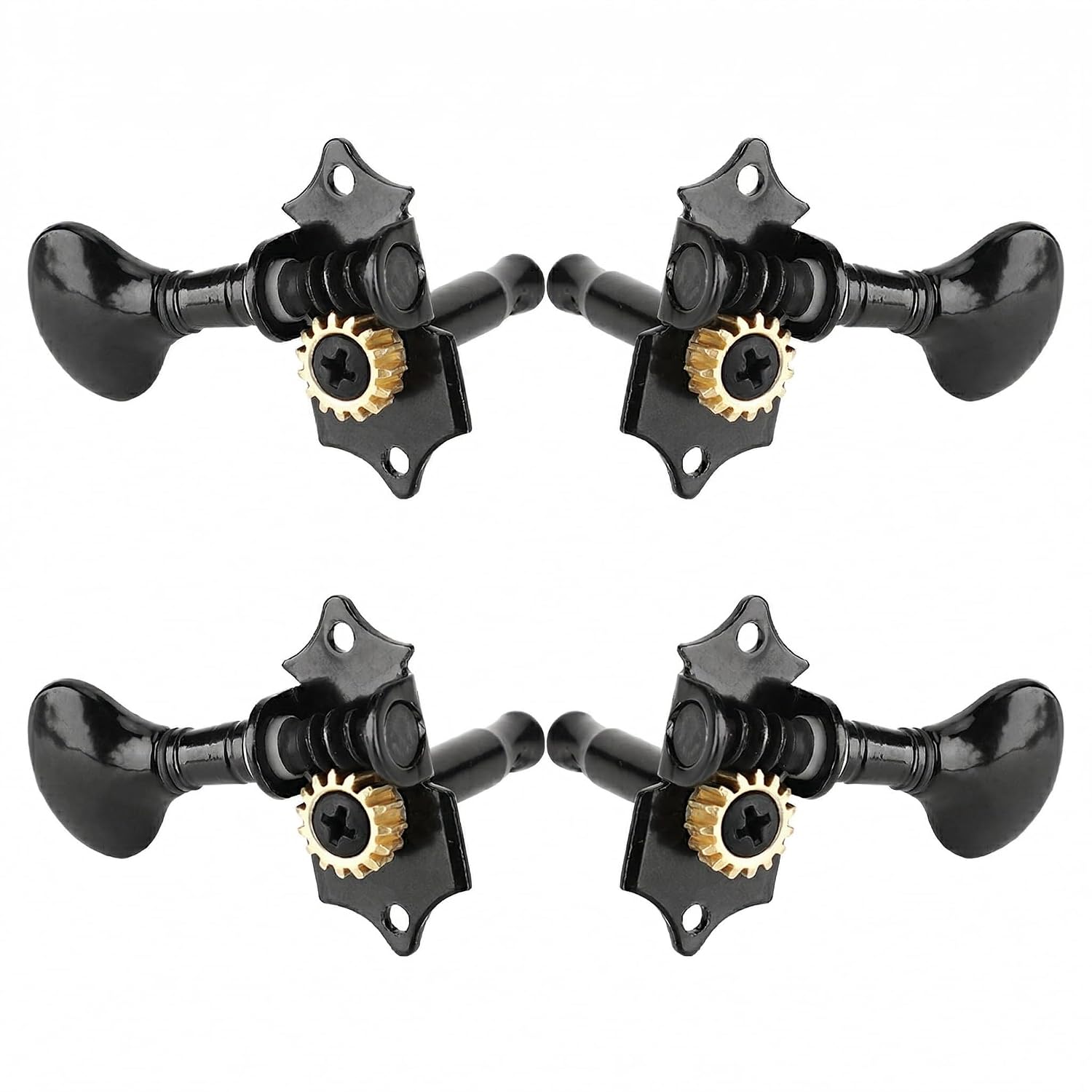 4 Strings Musical Instrument Tuning Pegs Machine Heads Parts for 4 Strings Hawaii Guitar Peg Shaft Ukulele Button Twists (Black)