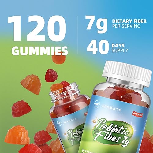 Miniatura 6 de AFXMATE Gomitas de suplemento de fibra, 0.27 oz de fibra sin azúcar, sabor a fruta natural, salud digestiva, apoyo a la regularidad, 120 unidades