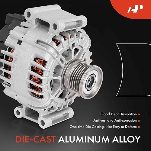 Miniatura 4 de A-Premium Alternador compatible con Mercedes-Benz Serie W204 C250 2012 1.8L, W204/W205 Series C250 2013-2015 1.8L, 12V 150A Polea de embrague de 6