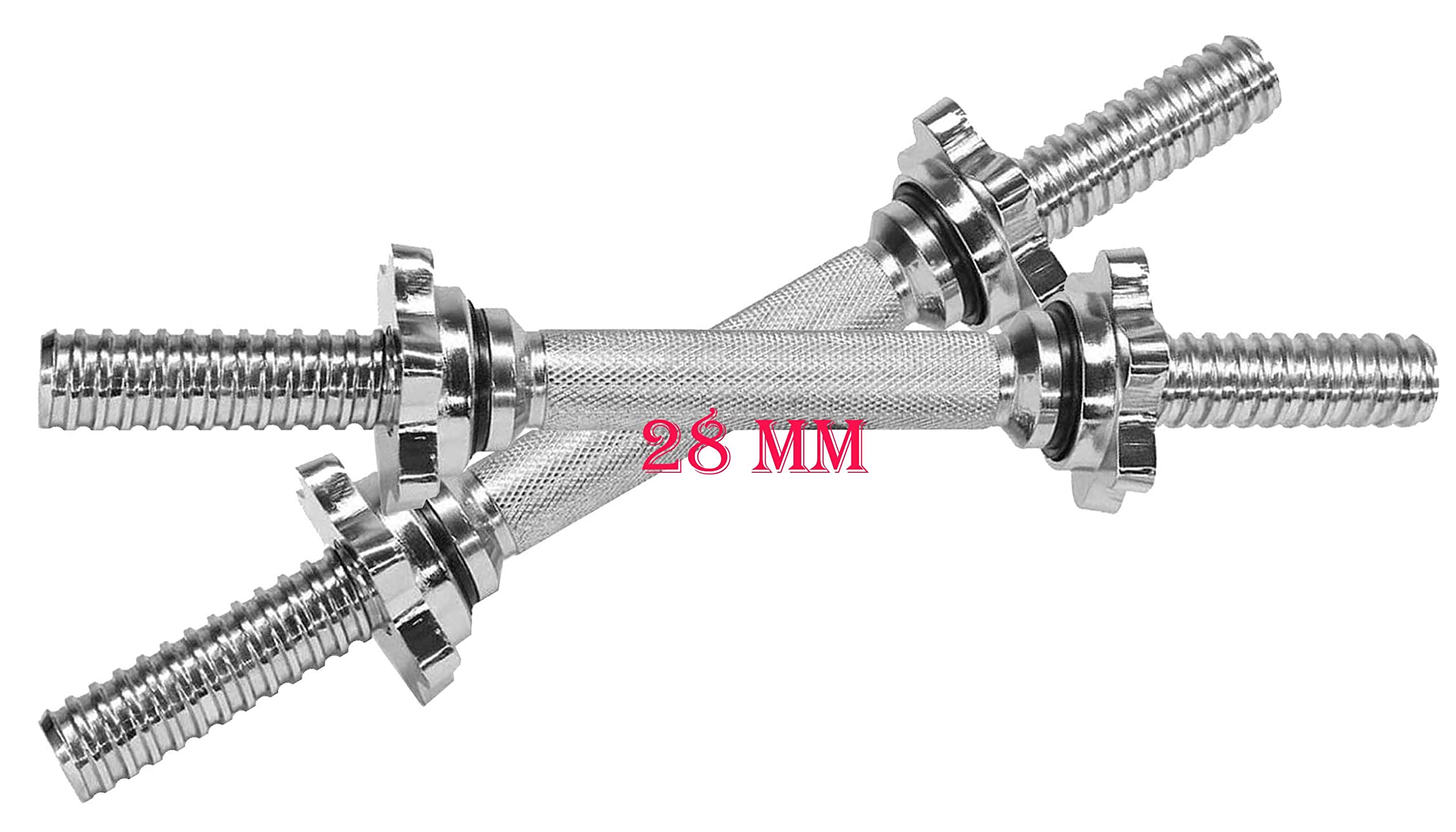 GYMINGWORLD Dumbbell Rod with 4 Star Nuts, 28 mm 14 Inches Solid Bar | Steel Chrome (B09RFYLJ7C) Amazon Price History, Amazon Price Tracker