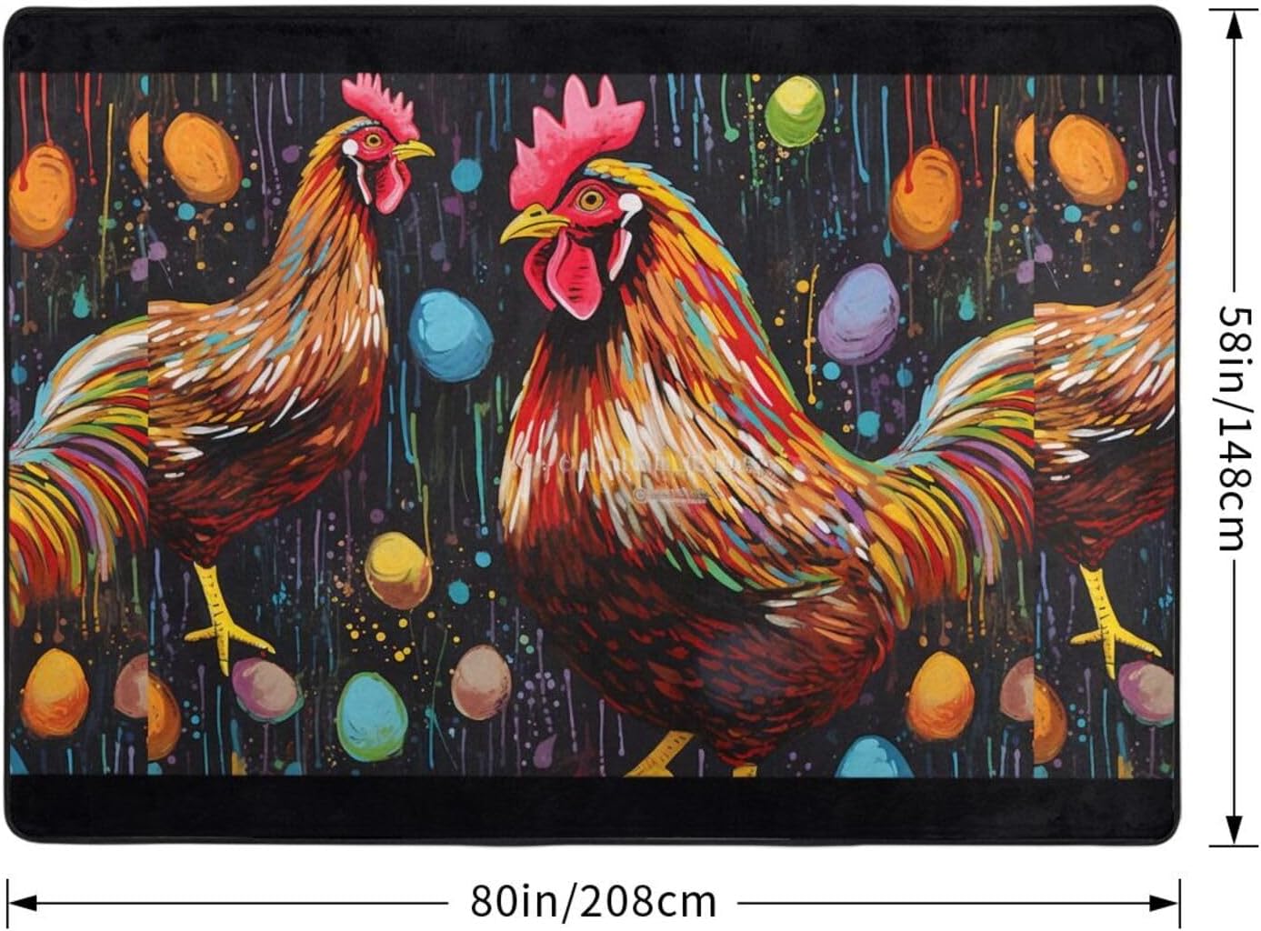 Flannel Non-Slip (Chicken Print) Rug Pad 80Ã—50in Soft Washable Protective for Hardwood Floors Bedroom Bathroom Living Room