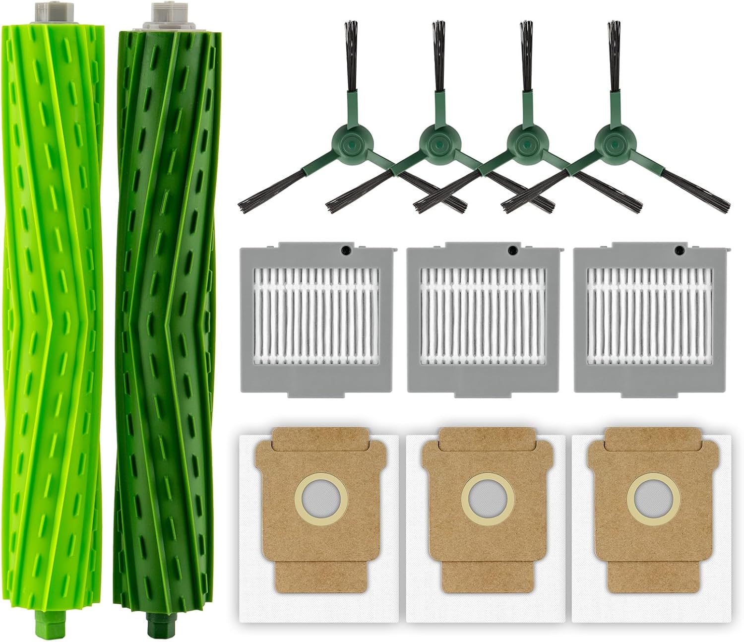 (12 Pack) Max 705 Vac Replacement Parts Compatible with iRobot Max 705 Vac/Plus 504 Vac Robot Vacuum, 2 Roller Brushes, 4 Side Brushes, 3 HEPA Filters, 3 Dust Bags, Accessories Kit