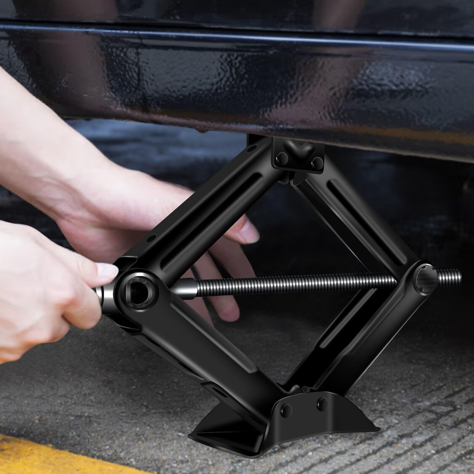 Cric de voiture à ciseaux, 2T - Cric professionnel à ciseaux pour voiture avec manivelle à main