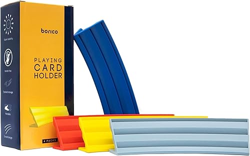 Miniatura 2 de Portatarjetas para jugar a las cartas, paquete de 4 tarjeteros para niños y adultos, bandeja apilable de almacenamiento para pacientes con artritis