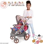 509 Crew Daisy Doll Pram - Fits Dolls up to 18", Large Retractabel Canopy, Storage Basket & Bassinet, Pretend Play for Kids Ages 3+ (Melange Flora: Doll Stroller - Duo Twin)